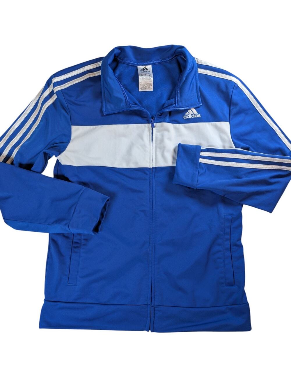 Adidas Essential Track Warm Up Jacket Youth XL 18/20 Blue White Full Zipper